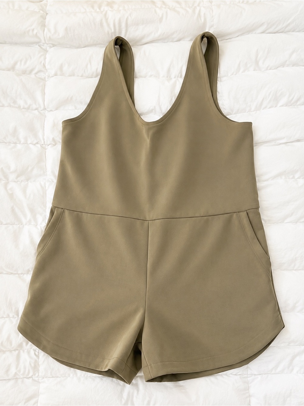 a new day Olive Green Sleeveless Romper with Pockets